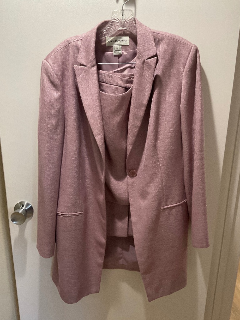16 JONES NEW YORK matching suit set - top, skirt, long coat jacket blazer mauve
